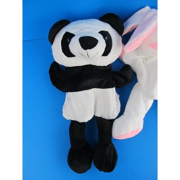 Unbranded Lot Of 3 Plush Stuffed Animal Hand Puppets Panda Bunny Pig - Picture 2 of 8
